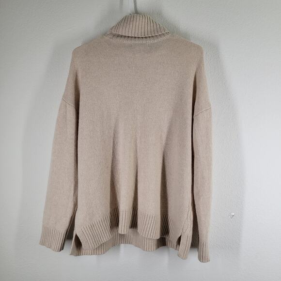 Tabitha Webb Turtleneck Sweater Womens Large Beige Ivory Cable Knit Fisherman - Picture 4 of 11